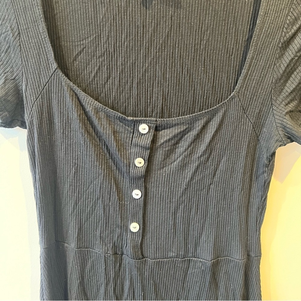 Forever 21 Black Button Front Skater Dress - Picture 2 of 3